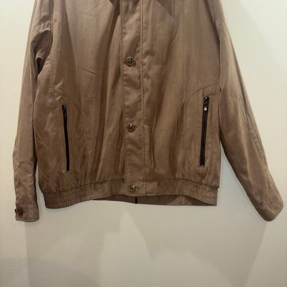 Bugatchi Uomo Tan Suede Jacket- Lightweight Zip Button Jacket – Size XL - Picture 11 of 15